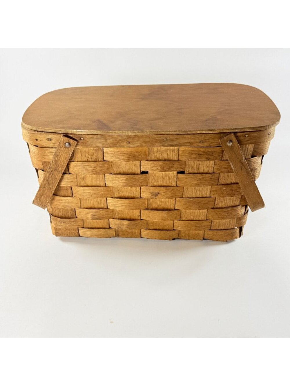 Vintage Basketville Putney Vermont Picnic Basket Hand Woven Wicker Farmhouse
